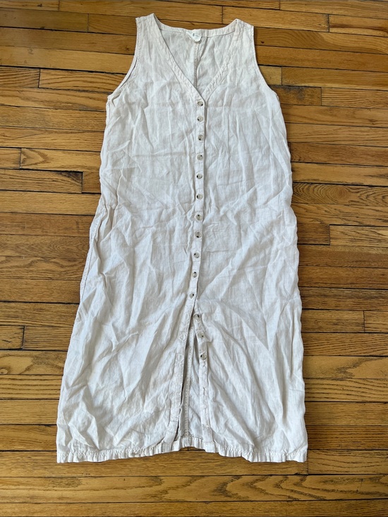 Lou & Grey Dresses & Skirts - Button Down Tank Dress in Beige Linen